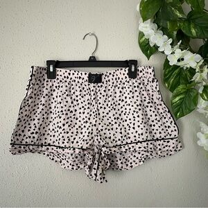 Victoria’s Secret Short Pajamas Hearts Pink Black Size L/G